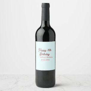 Étiquette Pour Bouteilles De Vin Bleu pastel rouge joyeux 16e anniversaire nom date