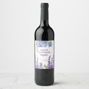 Étiquette Pour Bouteilles De Vin Bleu Purple Wisteria Floral Verdure Anniversaire
