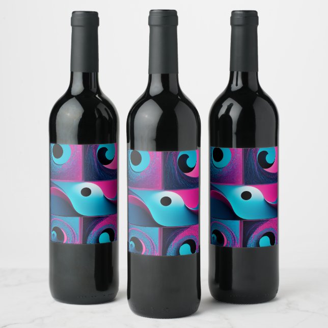 Étiquette Pour Bouteilles De Vin Bleu rose (Bouteilles)