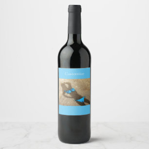 Étiquette Pour Bouteilles De Vin Blue Bikini Beach Sand Thunder_Cove