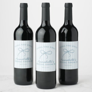 Étiquette Pour Bouteilles De Vin Blue Coquette Bow Pastel Fête des mariées Favorise