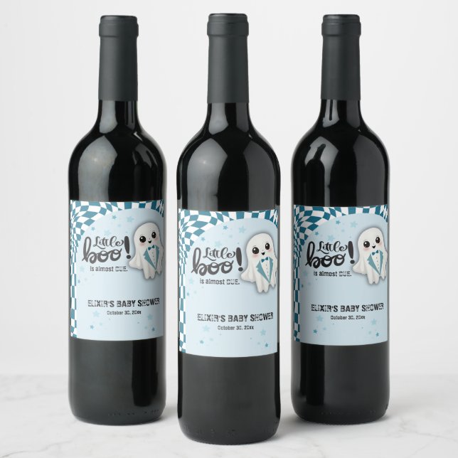 Étiquette Pour Bouteilles De Vin Blue Ghost Little Boo est presque dû Baby shower (Bouteilles)