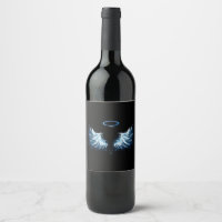 Blue Glowing Angel Wings on black background