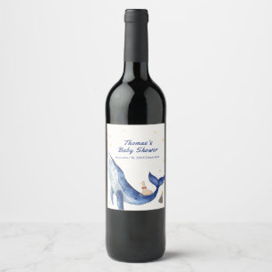 Étiquette Pour Bouteilles De Vin Blue Ocean Whimsical Duck Stars Baby shower balein