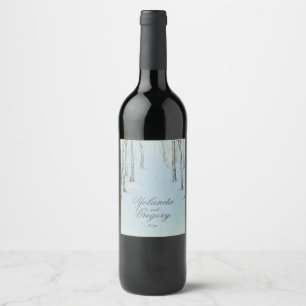 Étiquette Pour Bouteilles De Vin Blue Winter Woods