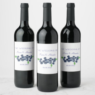 Étiquette Pour Bouteilles De Vin Blueberries Fruits de bleuets Fruits de mariage