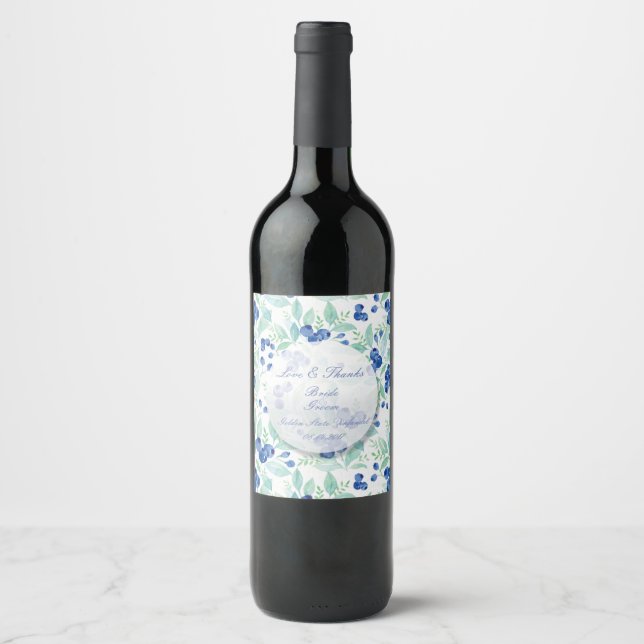 Étiquette Pour Bouteilles De Vin Blueberry Midsummer Rustic Mariage (Devant)