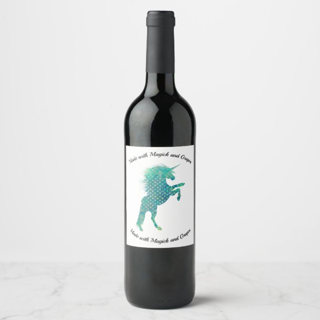 Étiquette Pour Bouteilles De Vin Blues de licorne (Devant)