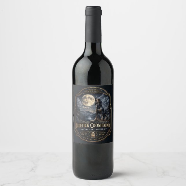 Étiquette Pour Bouteilles De Vin Bluetick Coonhound (Devant)