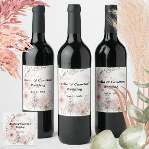 Étiquette Pour Bouteilles De Vin Blush Boho séché Floral Custom Wedding