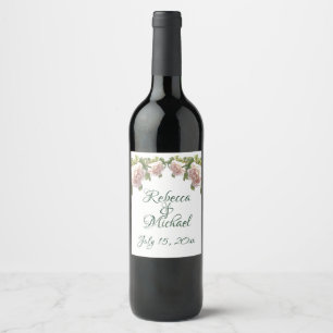 Étiquette Pour Bouteilles De Vin Blushing Ivory Peach Rose