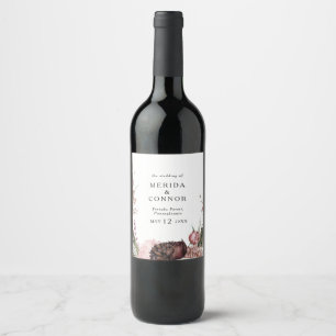 Étiquette Pour Bouteilles De Vin Boho de Bourgogne Floral Mariage Étiquette de vin