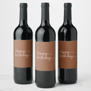 Étiquette Pour Bouteilles De Vin Boho Été Brown Terracotta Branché Joyeux Anniversa
