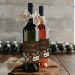 Étiquette Pour Bouteilles De Vin Boho Fleur sauvage Fleur sauvage Floral Jardin Mar