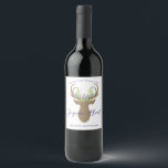 Étiquette Pour Bouteilles De Vin Boho French Christmas Joyeux Noel Typographie<br><div class="desc">Boho French Christmas Reindeer Joy Noel Typographie Vins Étiquettes Offrez-leur un cadeau chic et branché avec ces étiquettes de vin personnalisés qui présentent notre cerf boho avec des branches de pin pastel turquoise, lavande, rose et sauge dans ses bois et le salut de Noël français classique de Joyeux Noel. Facile...</div>