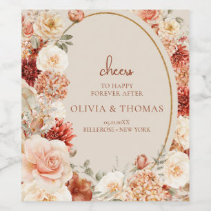 Étiquette Pour Bouteilles De Vin Boho jardin d'automne épices orange beige rouille