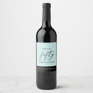 Étiquette Pour Bouteilles De Vin Boho moderne Personnalisé 50e Anniversaire Vin Éti