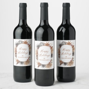Étiquette Pour Bouteilles De Vin Boho Noël personnalisé