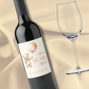 Étiquette Pour Bouteilles De Vin Boho Nous Pouvons Attendre Bearly Beige Oear Baby