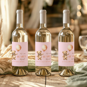 Étiquette Pour Bouteilles De Vin Boho Nous Pouvons Beary Attendre Pink Bear Girl Ba