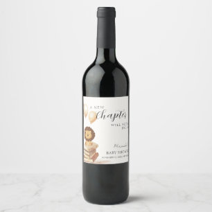 Étiquette Pour Bouteilles De Vin Boho Nouveau chapitre Wild Lion Balloon Baby showe