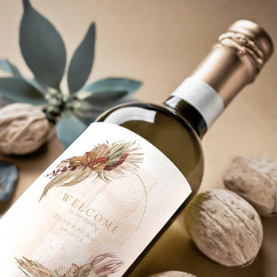 Étiquette Pour Bouteilles De Vin Boho Oasis Mariage Floral Welcome ID959
