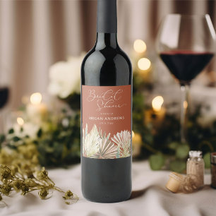 Étiquette Pour Bouteilles De Vin Boho Palm Feuillage Séché Terracotta Baby Shower d
