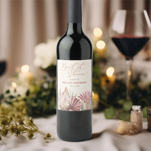 Étiquette Pour Bouteilles De Vin Boho Palm Foliage Tropicale Séchée Enterrement de