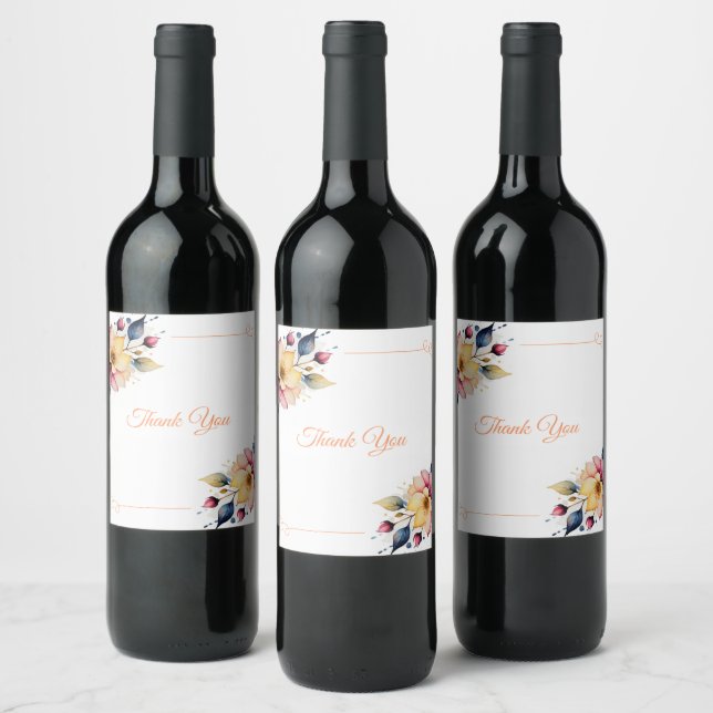 Étiquette Pour Bouteilles De Vin Boho Peachy Floral (Bouteilles)