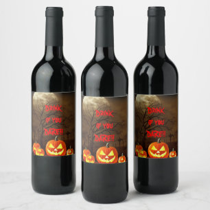 Étiquette Pour Bouteilles De Vin Boire si vous Osez Halloween Cimetière Effrayant 
