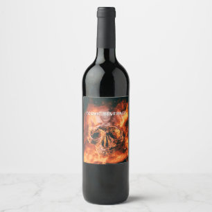 Étiquette Pour Bouteilles De Vin Boisson Cosmique. Crâne flamboyant dans l'espace