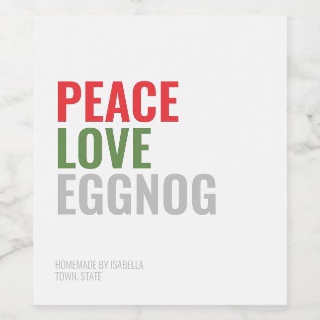 Étiquette Pour Bouteilles De Vin Boisson de Noël Eggnog (Étiquettes simples)