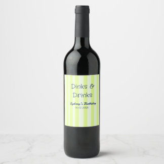 Étiquette Pour Bouteilles De Vin boissons & verres rayé vert anniversaire nom date