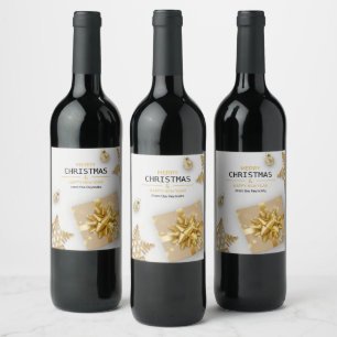 Étiquette Pour Bouteilles De Vin Boîte-cadeau Gold Snowflakes Gold Balls de Noël