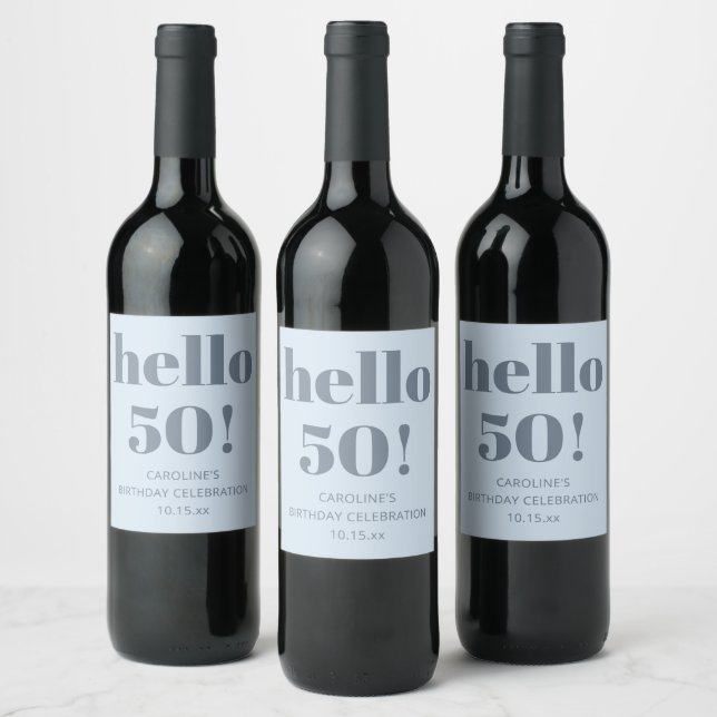 Étiquette Pour Bouteilles De Vin Bold Bright Moderne Rétro Douce Bleu 50e Anniversa (Bouteilles)