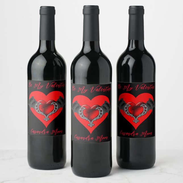 Étiquette Pour Bouteilles De Vin Bold Red Heart Valentine's Personnalisé (Bouteilles)