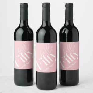 Étiquette Pour Bouteilles De Vin Bonjour cinquante simple moderne rose girly 50e an
