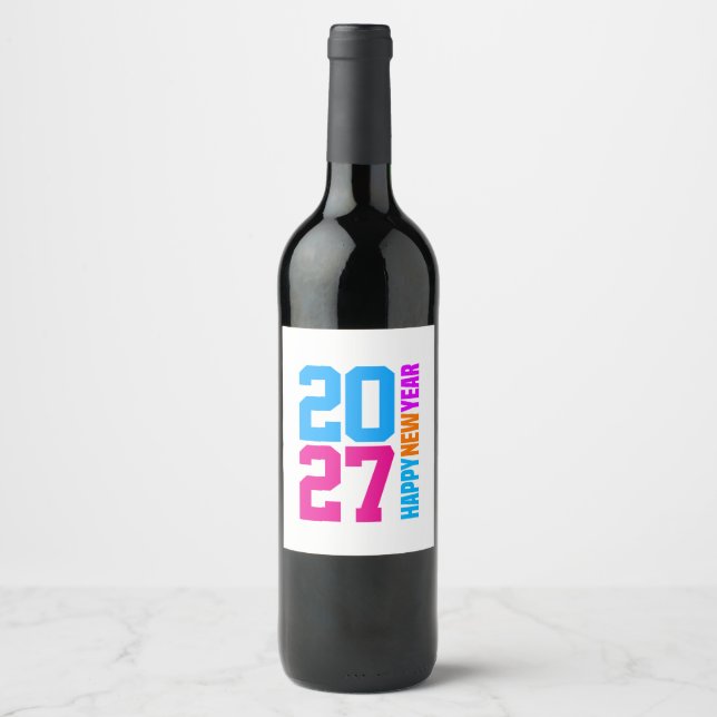 Étiquette Pour Bouteilles De Vin Bonne année 2027 (Devant)