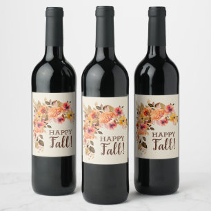 Étiquette Pour Bouteilles De Vin Bonne Chute ! Swag floral d'automne