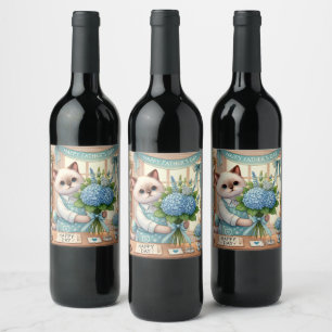Étiquette Pour Bouteilles De Vin Bonne Fête des pères pour papa de chat