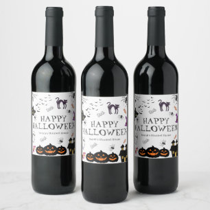 Étiquette Pour Bouteilles De Vin Bonne fête d'Halloween