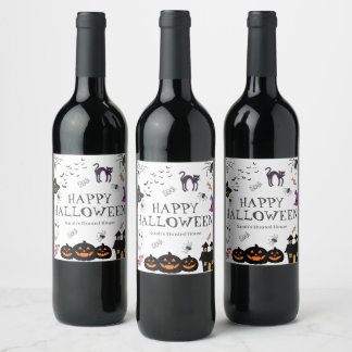 Étiquette Pour Bouteilles De Vin Bonne fête d'Halloween