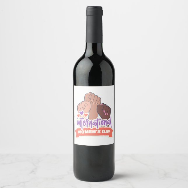 Étiquette Pour Bouteilles De Vin Bonne Journée internationale de la femme (Devant)