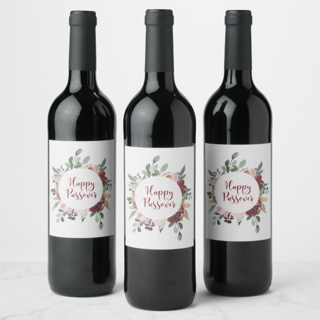 Étiquette Pour Bouteilles De Vin Bonne Pâque - Design floral pour (Bouteilles)