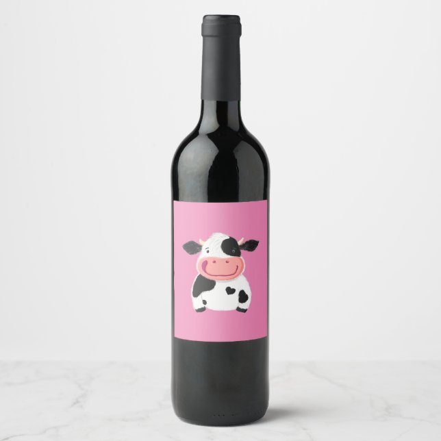 Étiquette Pour Bouteilles De Vin Bonne Petite Vache Laitière Holstein (Devant)