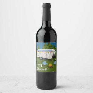 Étiquette Pour Bouteilles De Vin Bonne retraite ! Camper RV à Woods