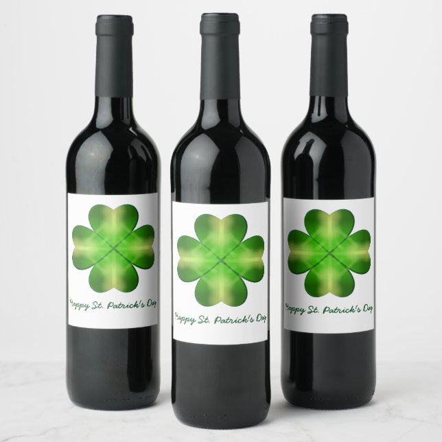 Étiquette Pour Bouteilles De Vin Bonne Saint Patrick et Bonne chance Personnalisée (Bouteilles)