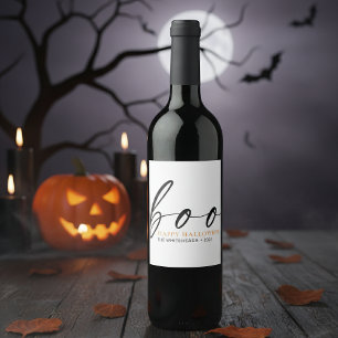 Étiquette Pour Bouteilles De Vin Boo Cute Happy Halloween Blanc