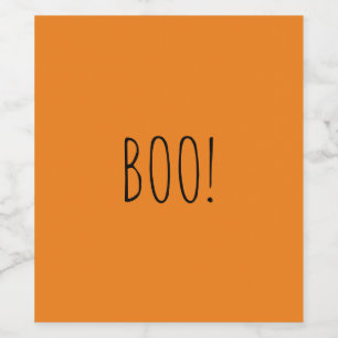 Étiquette Pour Bouteilles De Vin Boo orange simple typographie drôle mignon Hallowe