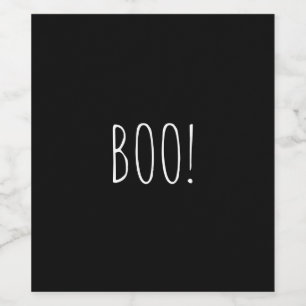 Étiquette Pour Bouteilles De Vin Boo typographie simple noire drôle mignonne Hallow